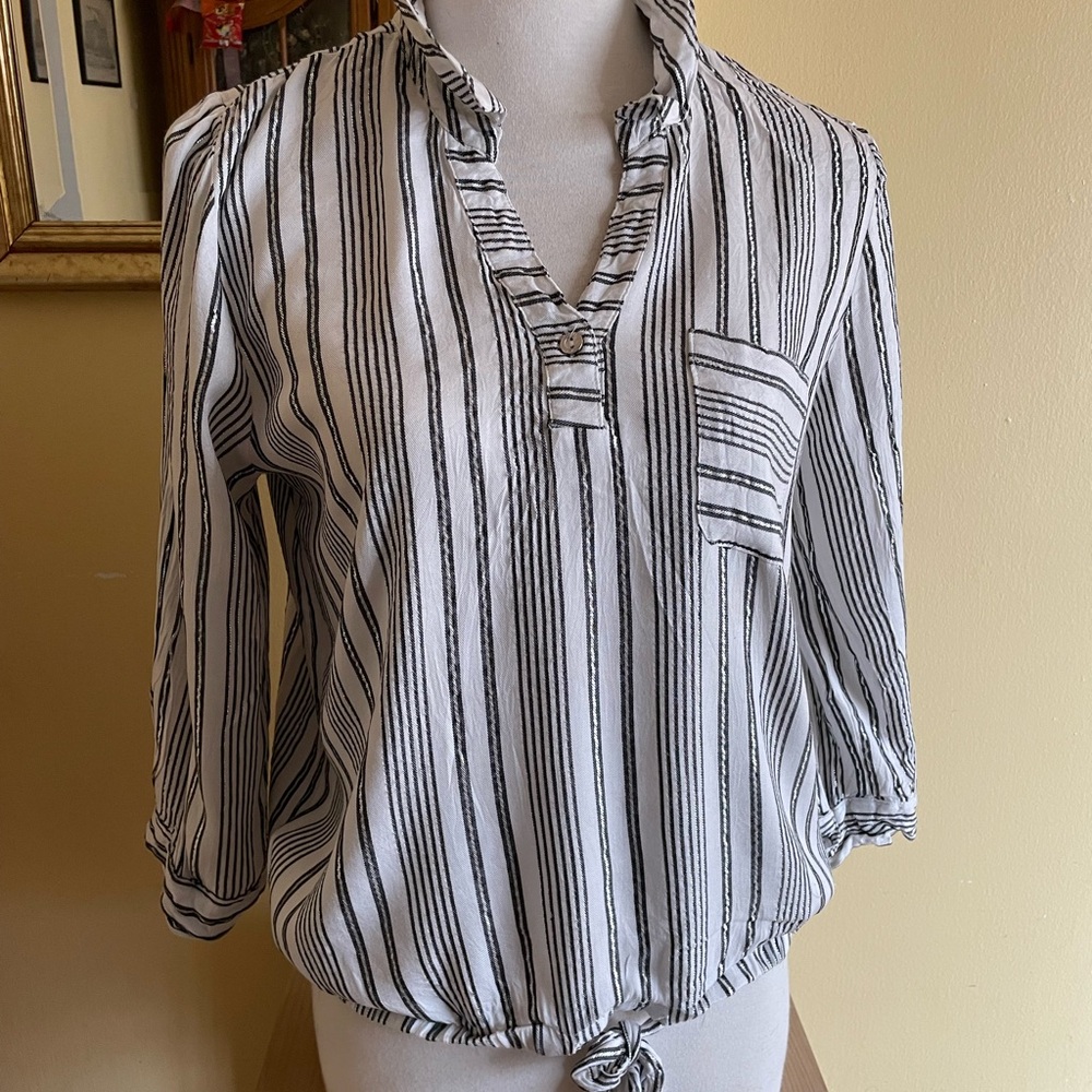 Striped Black and White Women's Top